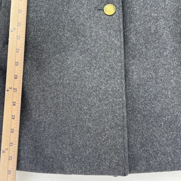 J. Crew Melton Wool Coat Dark Gray Gold Crest Button Military Jacket Size 4 - Picture 8 of 8